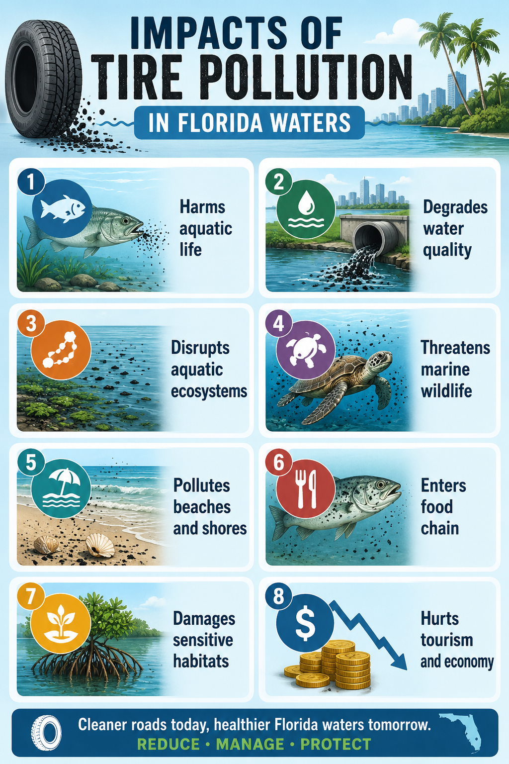tire pollution in Florida waters