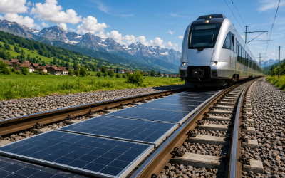 Switzerland’s Solar Panels On Train Tracks Project Turns Railway Lines Into Renewable Power Source