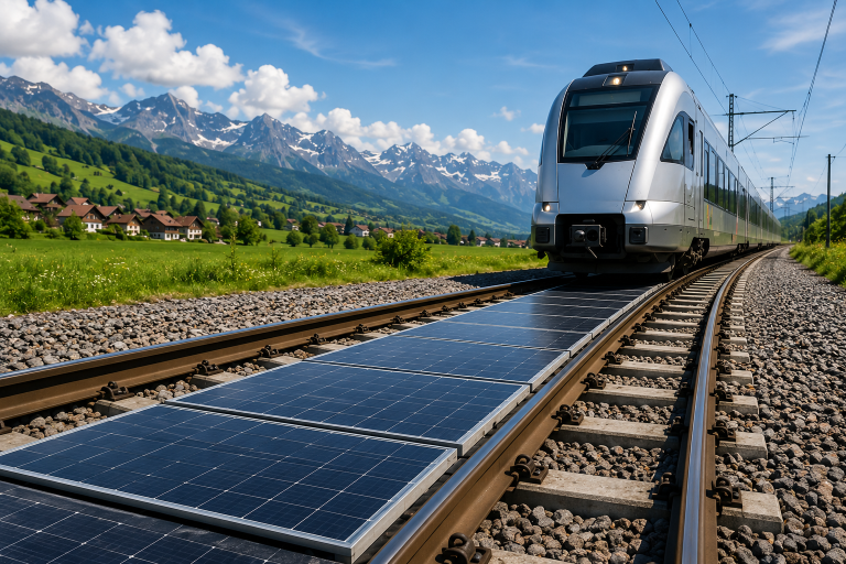 Switzerland's Solar Panels On Train Tracks Project Turns Railway Lines ...