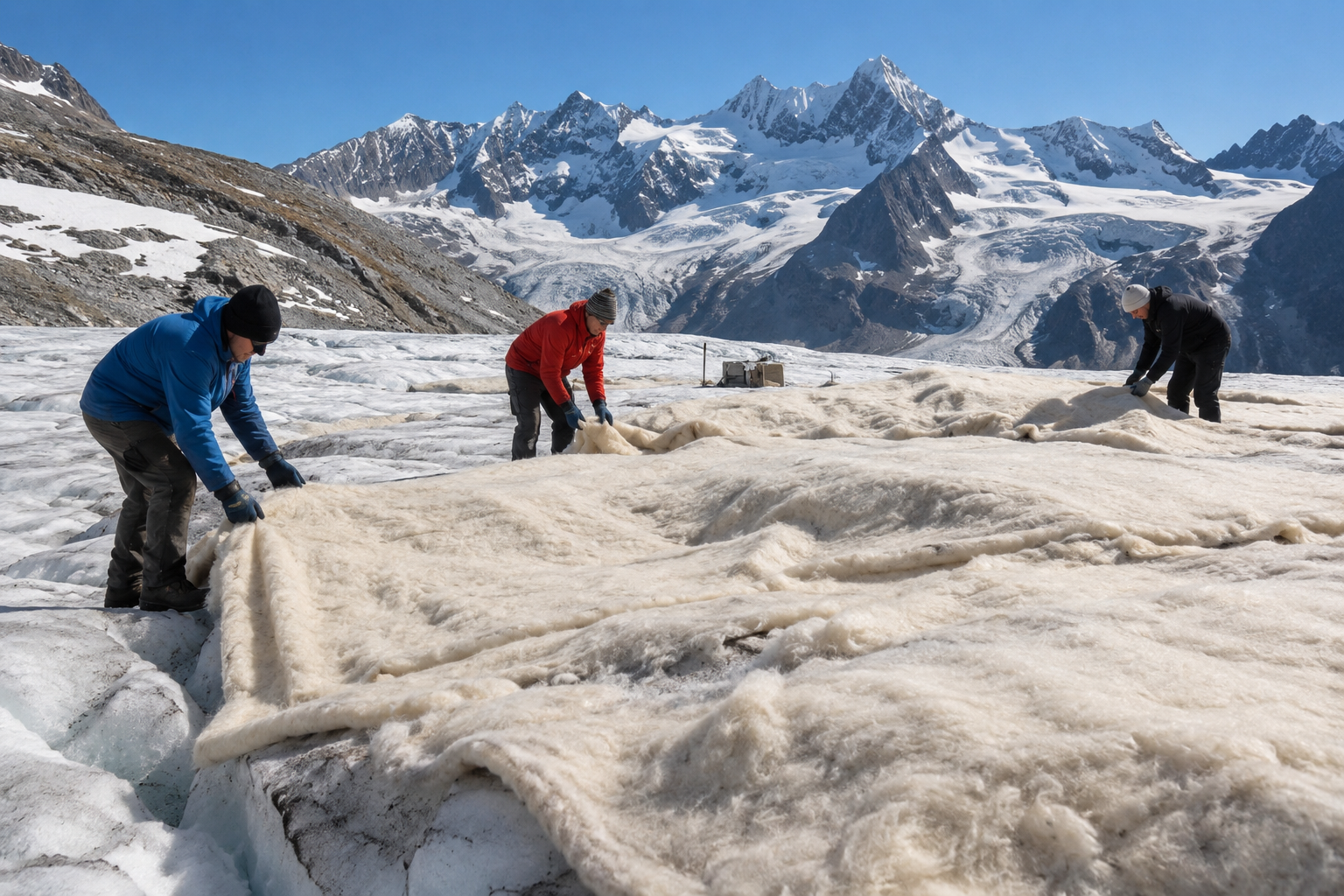 Swiss glacier gets covered in sheep’s wool blankets